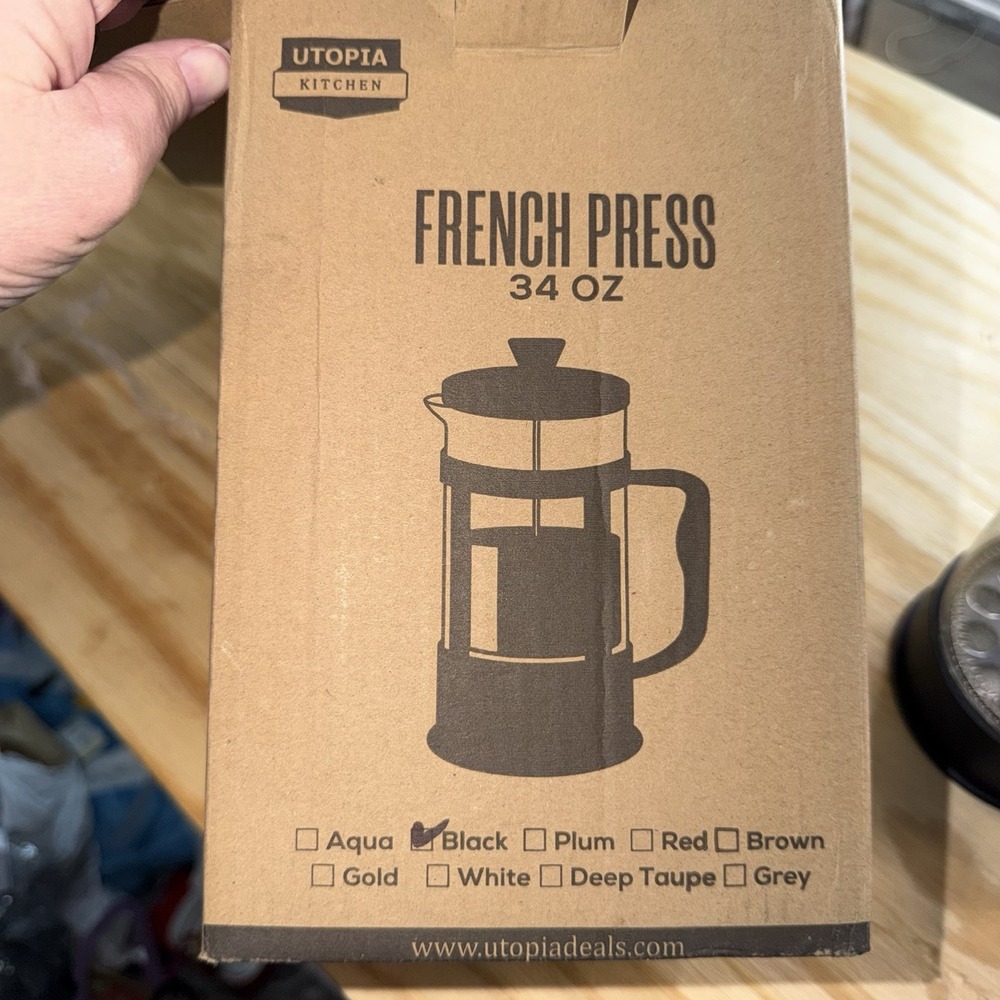 Utopia Kitchen French Press 34 oz Black‎ Glass Matte Finish Manual 8 Cup